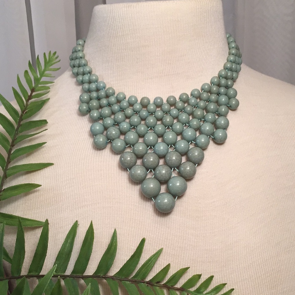 Beaded Bib Necklace Boho Western Coastal Chic